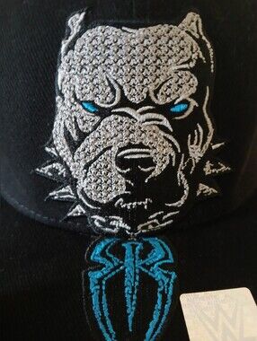 WWE Authentic Roman Reigns Pitbull Snapback Baseball Cap Hat Black/Blue